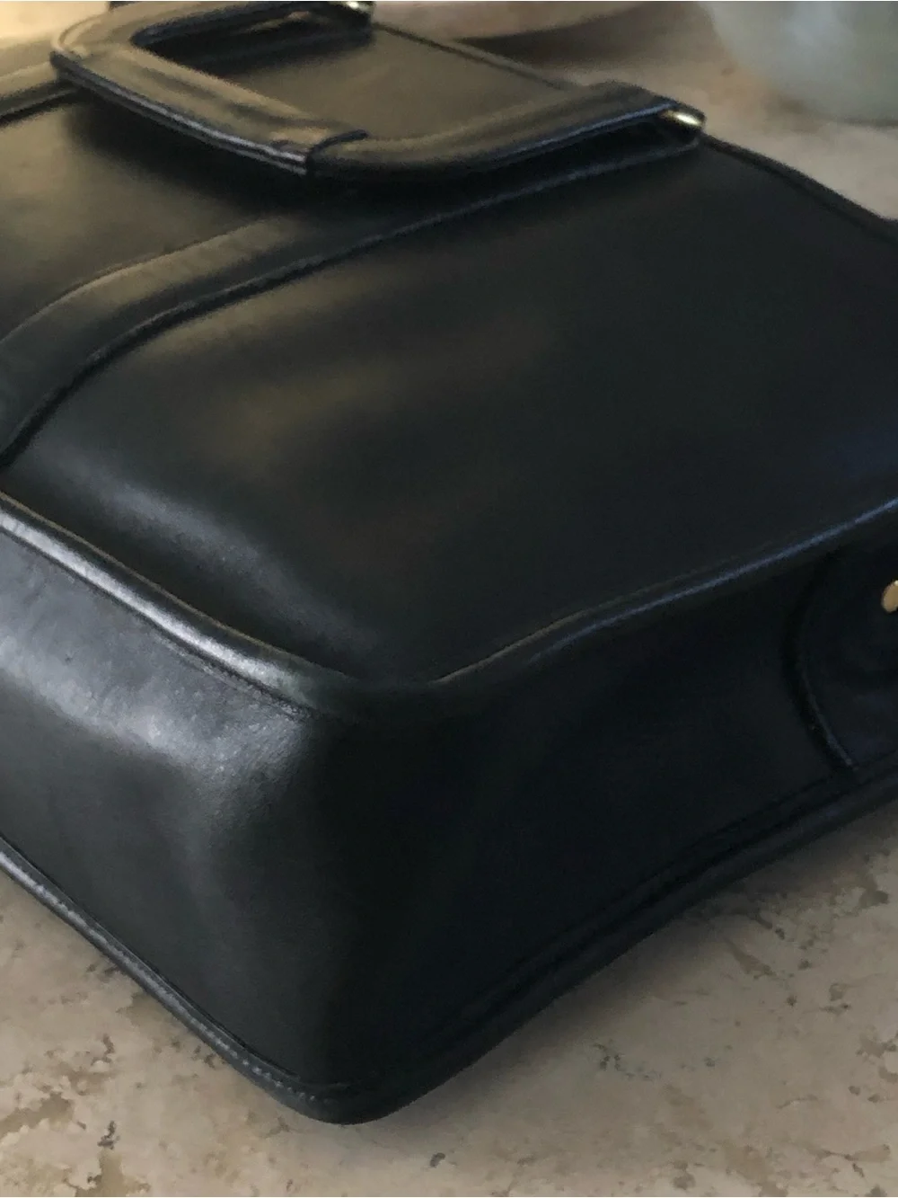 Vintage COACH Embassy Black Leather Laptop Briefcase Gold-Tone Hardware